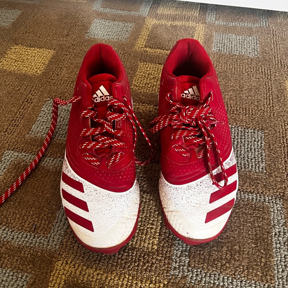 Adidas Baseball Cleats Kids Red and White, size 3